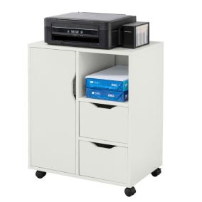 Organiseur Bureau Mobile Caisson avec Tiroirs et Porte, FBT105-W, SoBuy