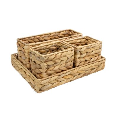Organiseur de bureau 3 compartiments amovible avec plateau en jacinthe d'eau beige Box & Beyond