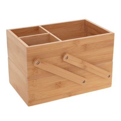Organiseur de salle de bains 2 niveaux, 6 compartiments, bambou, Five Simply Smart Tidy