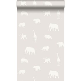 Origin Wallcoverings papier peint animaux gris chaud grisé brillant - 0,53 x 10,05 m - 347689