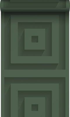Origin Wallcoverings papier peint carrés 3d vert foncé - 50 x 900 cm - 347974