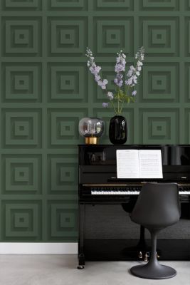 Origin Wallcoverings papier peint carrés 3d vert foncé - 50 x 900 cm - 347974