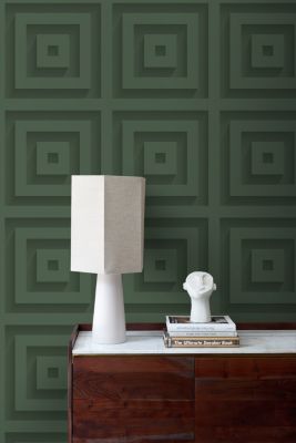 Origin Wallcoverings papier peint carrés 3d vert foncé - 50 x 900 cm - 347974