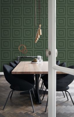 Origin Wallcoverings papier peint carrés 3d vert foncé - 50 x 900 cm - 347974