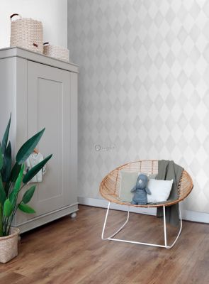 Origin Wallcoverings papier peint à carreaux blanc mat et gris chaud clair - 53 cm x 10,05 m - 337220