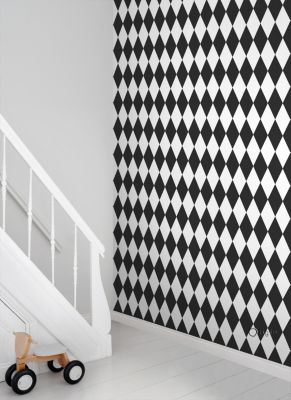 Origin Wallcoverings papier peint à carreaux noir et blanc - 0,53 x 10,05 m - 347670