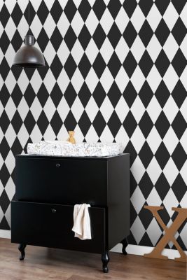 Origin Wallcoverings papier peint à carreaux noir et blanc - 0,53 x 10,05 m - 347670