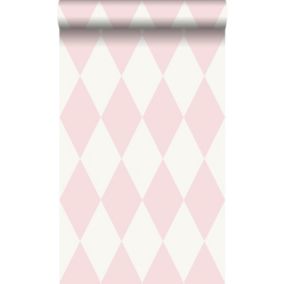 Origin Wallcoverings papier peint à carreaux rose brillant et blanc - 0,53 x 10,05 m - 347694