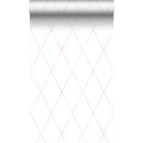 Origin Wallcoverings papier peint à carreaux rose poudre clair et blanc mat - 53 cm x 10,05 m - 347493