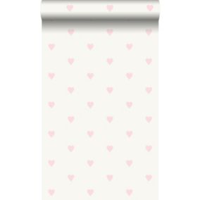 Origin Wallcoverings papier peint coeurs blanc brillant et rose - 0,53 x 10,05 m - 347705