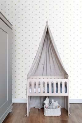 Origin Wallcoverings papier peint coeurs blanc et or 53 cm x 10.05 m