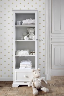 Origin Wallcoverings papier peint coeurs blanc et or 53 cm x 10.05 m