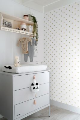 Origin Wallcoverings papier peint coeurs blanc et or 53 cm x 10.05 m