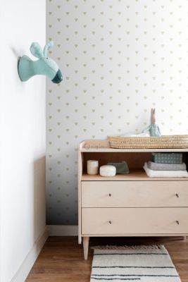 Origin Wallcoverings papier peint coeurs blanc et or 53 cm x 10.05 m