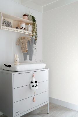 Origin Wallcoverings papier peint coeurs gris chaud grisé brillant et blanc mat - 0,53 x 10,05 m - 347704