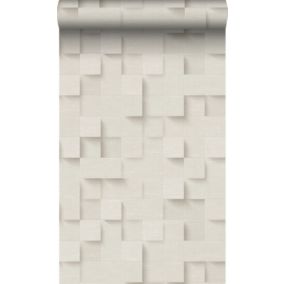 Origin Wallcoverings papier peint cubes 3D beige clair - 50 x 900 cm - 347896