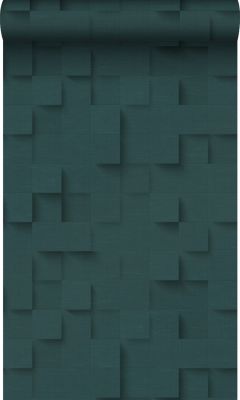 Origin Wallcoverings papier peint cubes 3D bleu canard - 50 x 900 cm - 347901