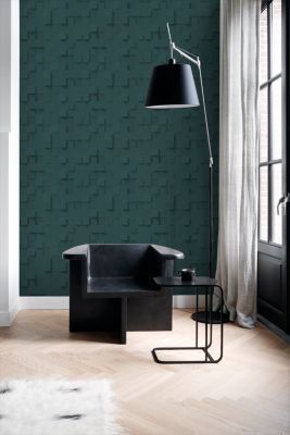 Origin Wallcoverings papier peint cubes 3D bleu canard - 50 x 900 cm - 347901
