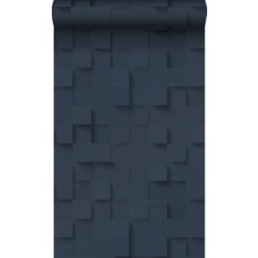 Origin Wallcoverings papier peint cubes 3D bleu foncé - 50 x 900 cm - 347902