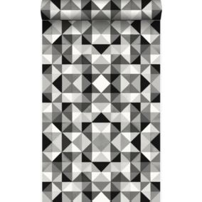 Origin Wallcoverings papier peint cubique noir et blanc - 53 cm x 10,05 m - 346913