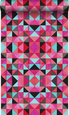 Origin Wallcoverings papier peint cubique rouge et bleu - 53 cm x 10,05 m - 346911
