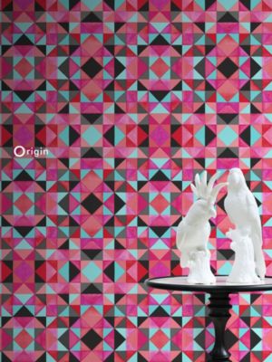 Origin Wallcoverings papier peint cubique rouge et bleu - 53 cm x 10,05 m - 346911