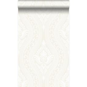 Origin Wallcoverings papier peint à dessin baroque en velours blanc - 53 cm x 10,05 m - 346601