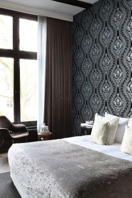 Origin Wallcoverings papier peint à dessin baroque en velours noir - 53 cm x 10,05 m - 346602