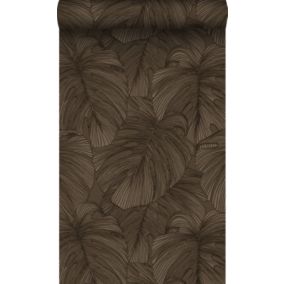 Origin Wallcoverings papier peint effet 3D feuilles brun foncé - 50 x 900 cm - 347921