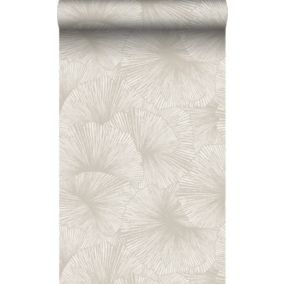 Origin Wallcoverings papier peint effet 3D feuilles gris chaud - 50 x 900 cm - 348005