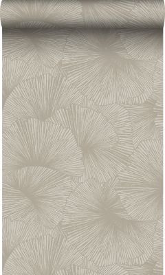 Origin Wallcoverings papier peint effet 3D feuilles taupe - 50 x 900 cm - 348007