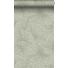 Origin Wallcoverings papier peint effet 3D feuilles vert grisé - 50 x 900 cm - 348008