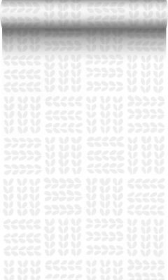 Origin Wallcoverings papier peint feuilles blanc mat et gris chaud clair - 53 cm x 10,05 m - 347500