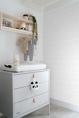 Origin Wallcoverings papier peint feuilles blanc mat et gris chaud clair - 53 cm x 10,05 m - 347500