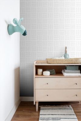 Origin Wallcoverings papier peint feuilles blanc mat et gris chaud clair - 53 cm x 10,05 m - 347500