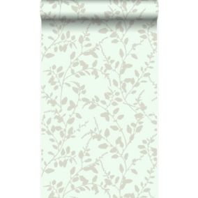 Origin Wallcoverings papier peint feuilles bleu canard - 53 cm x 10,05 m - 345932