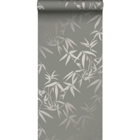 Origin Wallcoverings papier peint feuilles de bambou gris chaud - 0,53 x 10,05 m - 347739