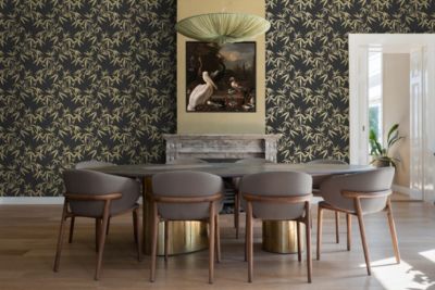 Origin Wallcoverings papier peint feuilles de bambou noir et or - 0,53 x 10,05 m - 347740