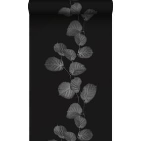 Origin Wallcoverings papier peint feuilles noir et argent - 53 cm x 10,05 m - 326336