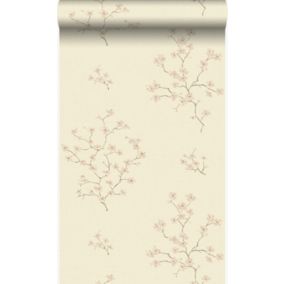 Origin Wallcoverings papier peint fleurs beige et rose - 53 cm x 10,05 m - 346545