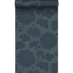 Origin Wallcoverings papier peint fleurs bleu foncé - 50 x 900 cm - 347806