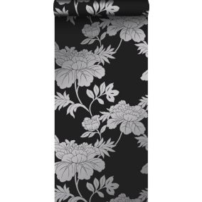 Origin Wallcoverings papier peint fleurs noir - 53 cm x 10,05 m - 345927