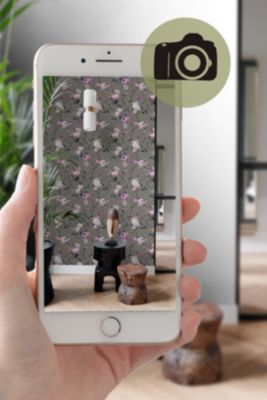 Origin Wallcoverings papier peint fleurs taupe et lilas violet - 53 cm x 10,05 m - 347430