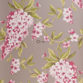 Origin Wallcoverings papier peint glycine de Chine taupe et violet aubergine - 52 cm x 10,05 m - 307137