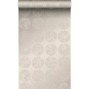 Origin Wallcoverings papier peint grandes sphères vieillies, altérées et touchées par les intempéries argent chaud - 53 cm x 10,05