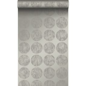 Origin Wallcoverings papier peint grandes sphères vieillies, altérées et touchées par les intempéries gris foncé - 53 cm x 10,05 m