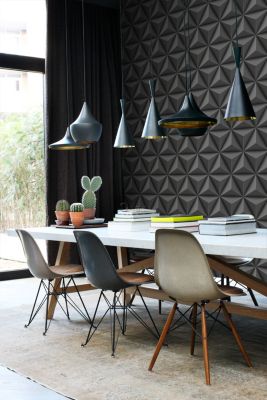 Origin Wallcoverings papier peint graphique 3D gris foncé 53 cm x 10.05 m