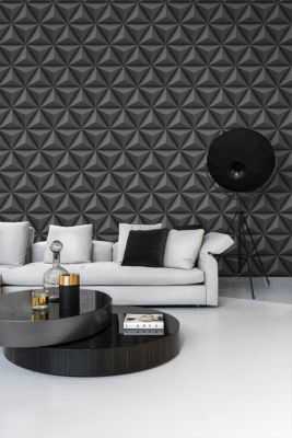 Origin Wallcoverings papier peint graphique 3D gris foncé 53 cm x 10.05 m