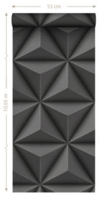 Origin Wallcoverings papier peint graphique 3D gris foncé 53 cm x 10.05 m