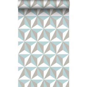 Origin Wallcoverings papier peint graphique 3D vert céladon - 53 cm x 10,05 m - 347446